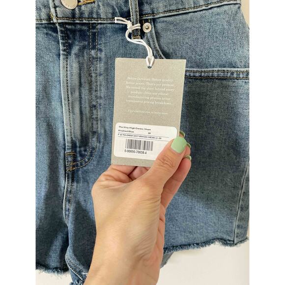 Everlane The Way-High Cut Off Raw Hem Denim Shorts Blue Size 28 NEW - Picture 9 of 10